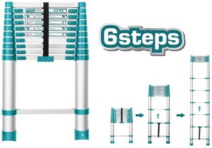 TOTAL Telescopic Ladder 6 steps (THLAD08061)