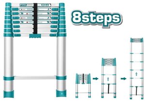TOTAL Telescopic Ladder 8 steps (THLAD08081)
